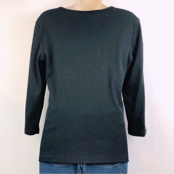 Karen Scott Black Christmas Lighthouse Top Long Sleeve Round Neck T Shirt Style - Picture 16 of 16